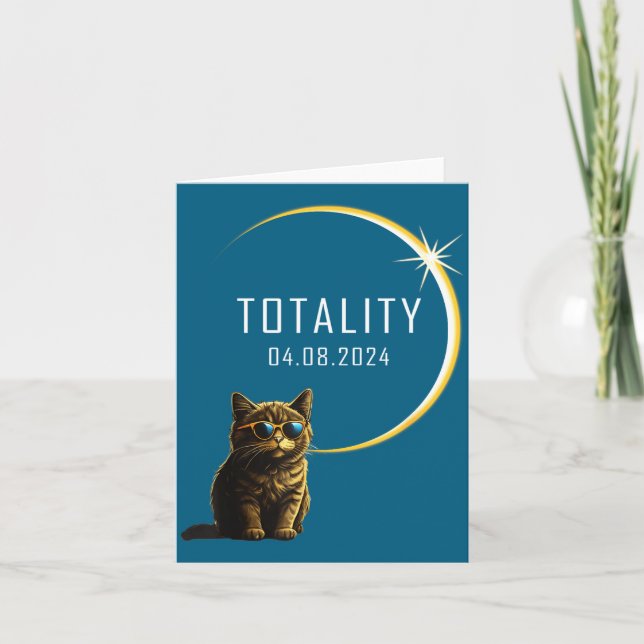Cat Total Solar Eclipse 2024 Totality Funny Cat Gl Card (Front)