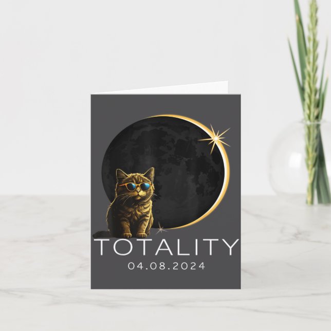 Cat Total Solar Eclipse 2024 Totality Funny Cat Gl Card (Front)