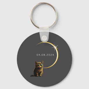 Cat Total Solar Eclipse 2024 Totality Funny Cat Gl Key Ring