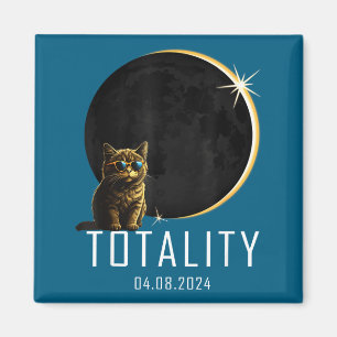 Cat Total Solar Eclipse 2024 Totality Funny Cat Gl Magnet