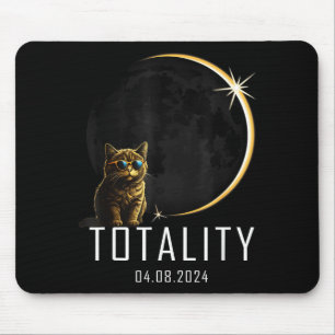 Cat Total Solar Eclipse 2024 Totality Funny Cat Gl Mouse Pad