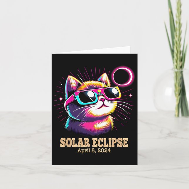 Cat Total Solar Eclipse April 8  Card (Front)