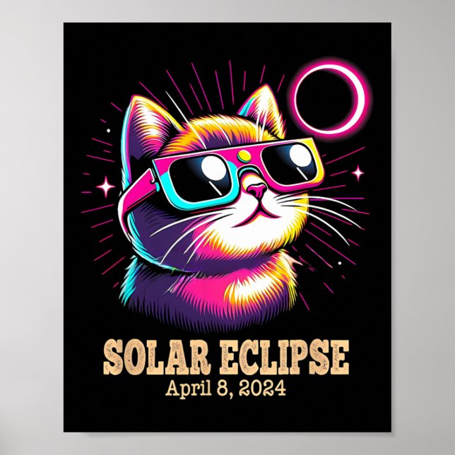 Cat Total Solar Eclipse April 8  Poster (Front)