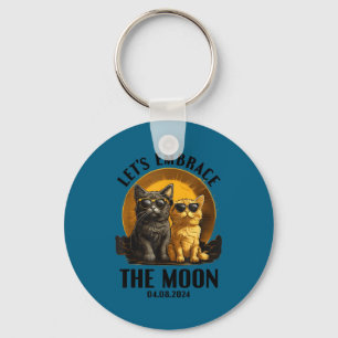 Cat Total Solar Eclipse Embrace Key Ring