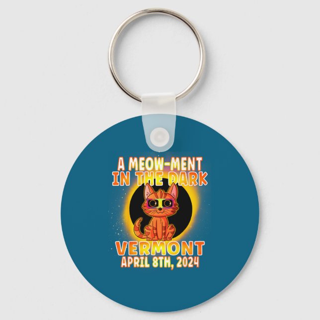 Cat Total Solar Eclipse Pun Key Ring (Front)
