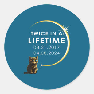 Cat Total Solar Eclipse Twice Classic Round Sticker