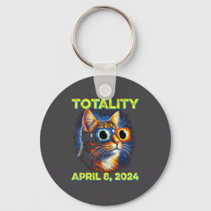 Cat Totality Solar Eclipse 2024 Funny Sungles Key Ring