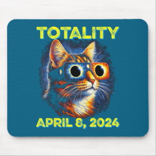 Cat Totality Solar Eclipse 2024 Funny Sungles Mouse Pad