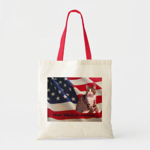 Cat Tote Bag God Bless America