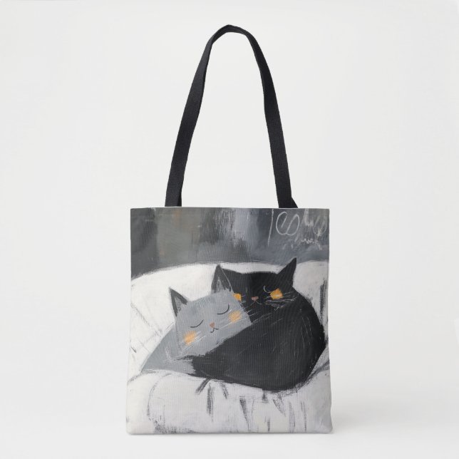 Cat Tote Bag, hand drawing, lovely illustration (Front)