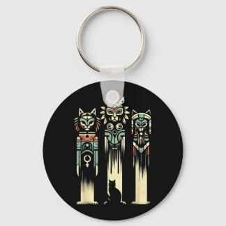 Cat Totem Spirits - Vintage Spooky Cat Halloween Key Ring