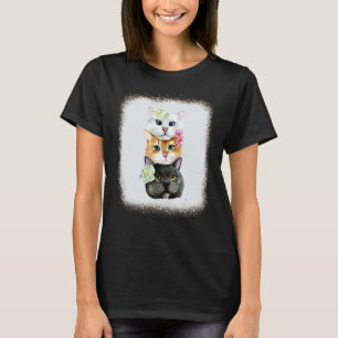 Cat Tower Love R Dad Mom Boy Girl  Leopard Bleach  T-Shirt