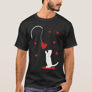 Cat Toy Love V Day Cats Kitten Red Heart Fishing T-Shirt