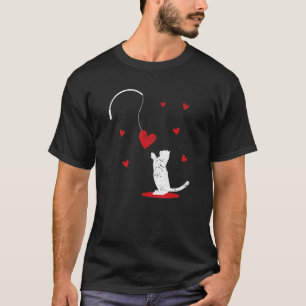 Cat Toy Love V-Day Cats Lover Kitten Red Heart Fis T-Shirt