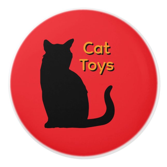 Cat Toys Ceramic Drawer Pull (Front)