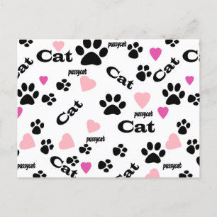 Cat tracks invitation postcard