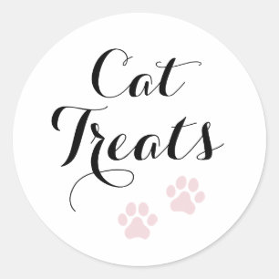 Cat Treats Calligraphy Favour Classic Round Sticke Sticker