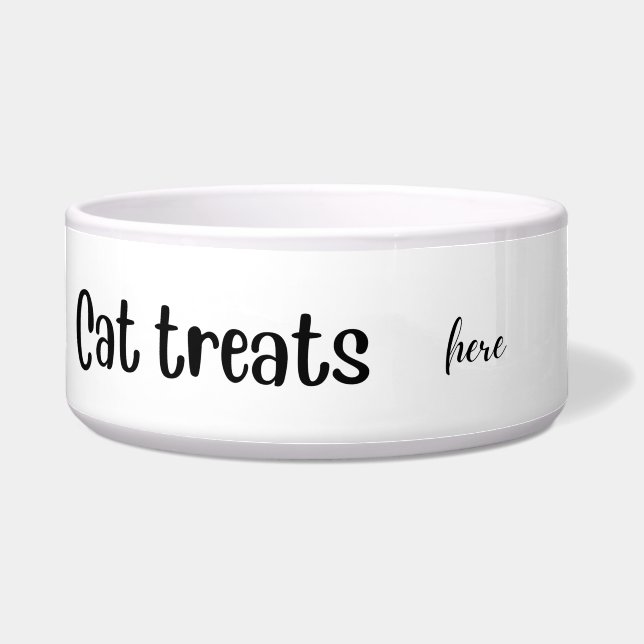 Cat treats, here!Cat ceramic bowl (Front)