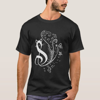 Cat Treble Clef Symbol Music & Cats Lover Musician T-Shirt