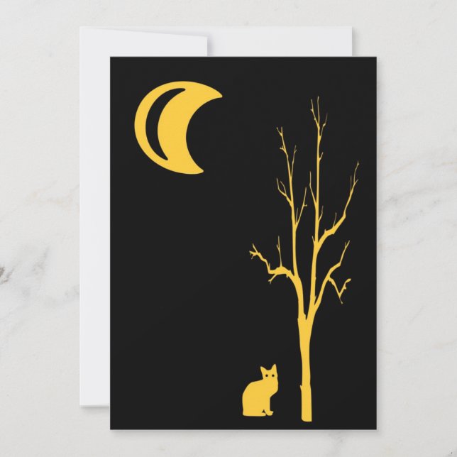 Cat, Tree and Moon Halloween Invitation (Front)