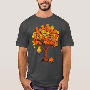 Cat Tree Autumn Sleeping Lazy Cat Kitty Kitten Cat T-Shirt