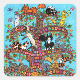 Cat Tree of Life 2 Square Sticker