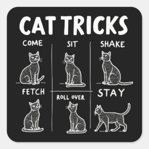 Cat Tricks Purr-Fectly Hilarious Feline Fun Square Sticker
