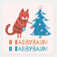 Cat Trimming the Christmas Tree