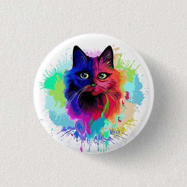 Cat Trippy Psychedelic Pop Art  3 Cm Round Badge (Front)