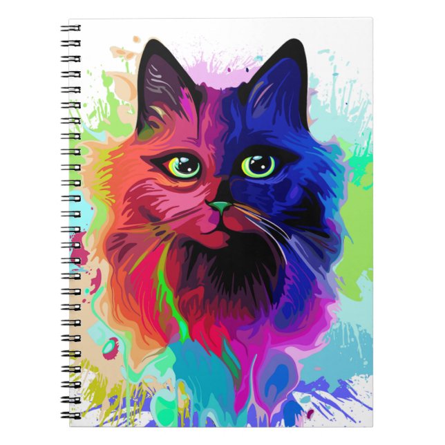 Cat Trippy Psychedelic Pop Art  Notebook (Front)