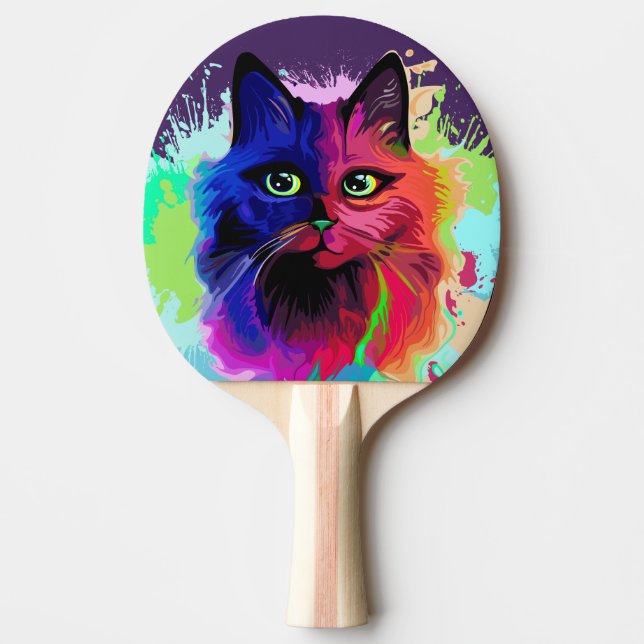 Cat Trippy Psychedelic Pop Art  Ping Pong Paddle (Front)