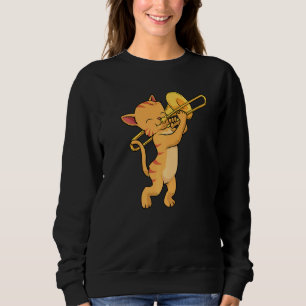 Cat Trombone Music Men Cat Jazz Music Marching Ban Sweatshirt