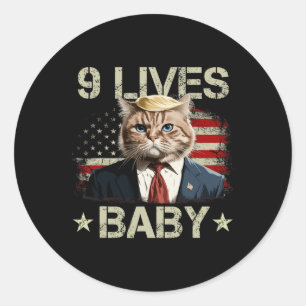 Cat Trump 9 Lives Ba Classic Round Sticker