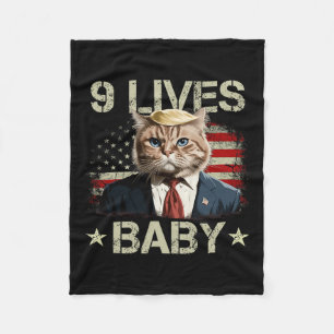 Cat Trump 9 Lives Ba  Fleece Blanket