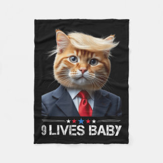 Cat Trump 9 Lives Baby _2  Fleece Blanket