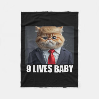 Cat Trump 9 Lives Baby  Fleece Blanket