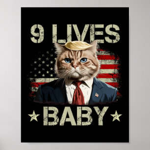 Cat Trump 9 Lives Baby Funny Trump Cat 9 Lives Poster