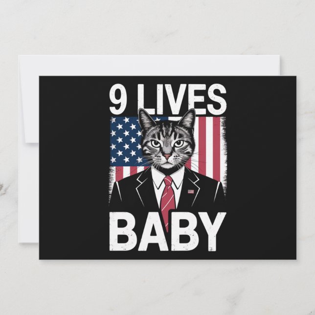Cat Trump 9 Lives Baby Funny Trump Cat Invitation (Front)