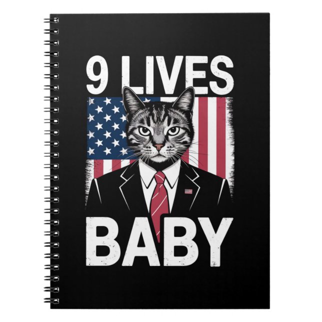 Cat Trump 9 Lives Baby Funny Trump Cat Notebook (Front)