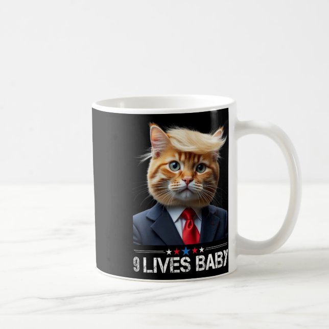Cat Trump 9 Lives Baby Funny Vote For Trump Cats 2 Coffee Mug (Right)