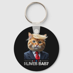 Cat Trump 9 Lives Baby Funny Vote For Trump Cats 2 Key Ring