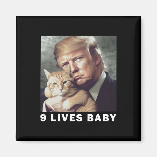 Cat Trump 9 Lives Baby Trump 2024 Win Victory Winn Magnet (Front)