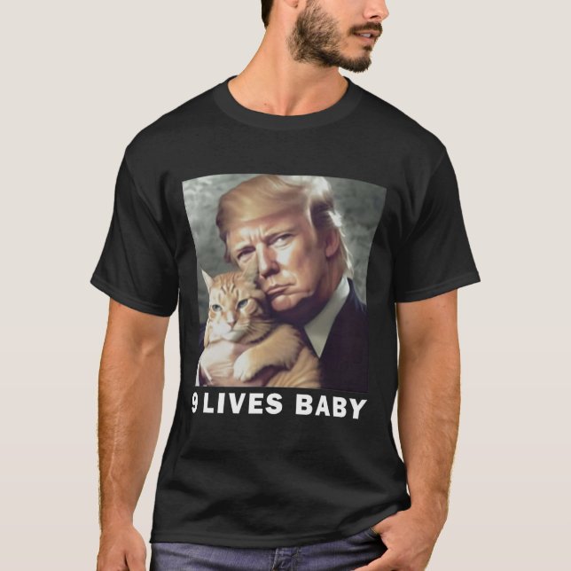 Cat Trump 9 Lives Baby Trump 2024 Win Victory Winn T-Shirt (Front)