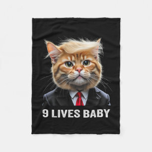 Cat Trump 9 Lives By Trump 2024 Win Victory Winner Fleece Blanket
