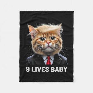 Cat Trump 9 Lives By Trump 2024 Win Victory Winner Fleece Blanket