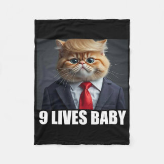 Cat Trump 9 Lives By Trump 2024 Win Victory Winner Fleece Blanket