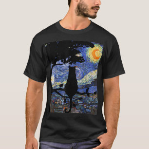 Cat Tshirt, Starry Night Cat Tee, Van Gogh Cat Gif T-Shirt