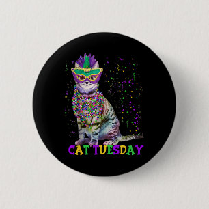 Cat Tuesday Funny Mardi Gras 2025 New Orleans Mens 6 Cm Round Badge