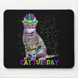 Cat Tuesday Funny Mardi Gras 2025 New Orleans Mens Mouse Pad