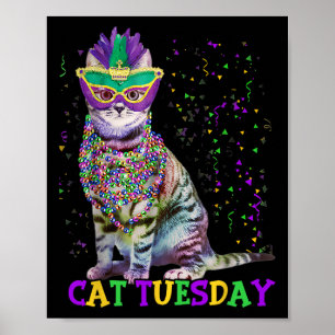 Cat Tuesday Funny Mardi Gras 2025 New Orleans Mens Poster